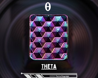 Geometry Theta Metal Artisan Keycap - Iridescent Anodized Plating - Modern Geometric Design - Mechanical Keyboard Accessory