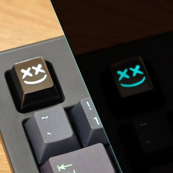 Glow-in-the-dark X Eyes Metal Artisan Keycap by Terra Keycaps Custom Key Cap for Mechanical Keyboard Upgrade