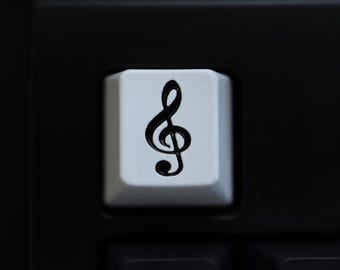Treble Clef Artisan Keycap: Black Enamel, Zinc Alloy, Cherry MX