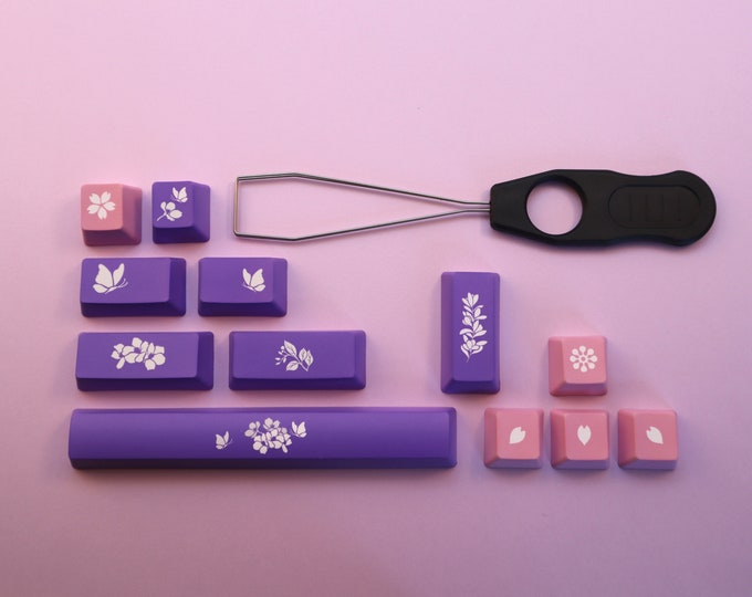 12 Keycaps Set - Blooming Flowers - PBT Keycaps for Mechanical ...