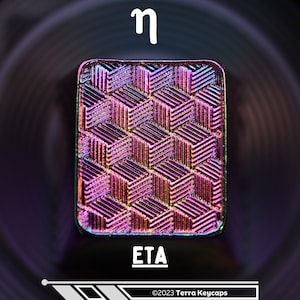 Geometry Eta Metal Artisan Keycap - Iridescent Anodized Multicolor - Intricate Geometric Design - Mechanical Keyboard Accessory