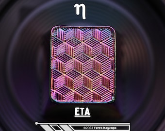 Geometry Eta Metal Artisan Keycap - Iridescent Anodized Multicolor - Intricate Geometric Design - Mechanical Keyboard Accessory