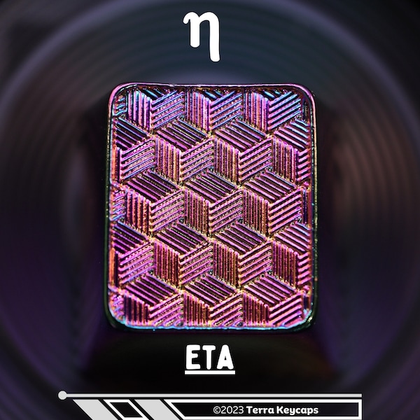 Geometry Eta Metal Artisan Keycap - Iridescent Anodized Multicolor - Intricate Geometric Design - Mechanical Keyboard Accessory
