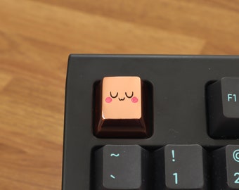 Capuchon de touche artisanal UwU en or rose - Jolie touche de clavier mécanique rougissante