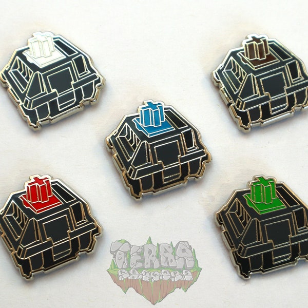 Mechanical Keyboard Switch Hard Enamel Pins | Blue, Red, Green, Brown, White