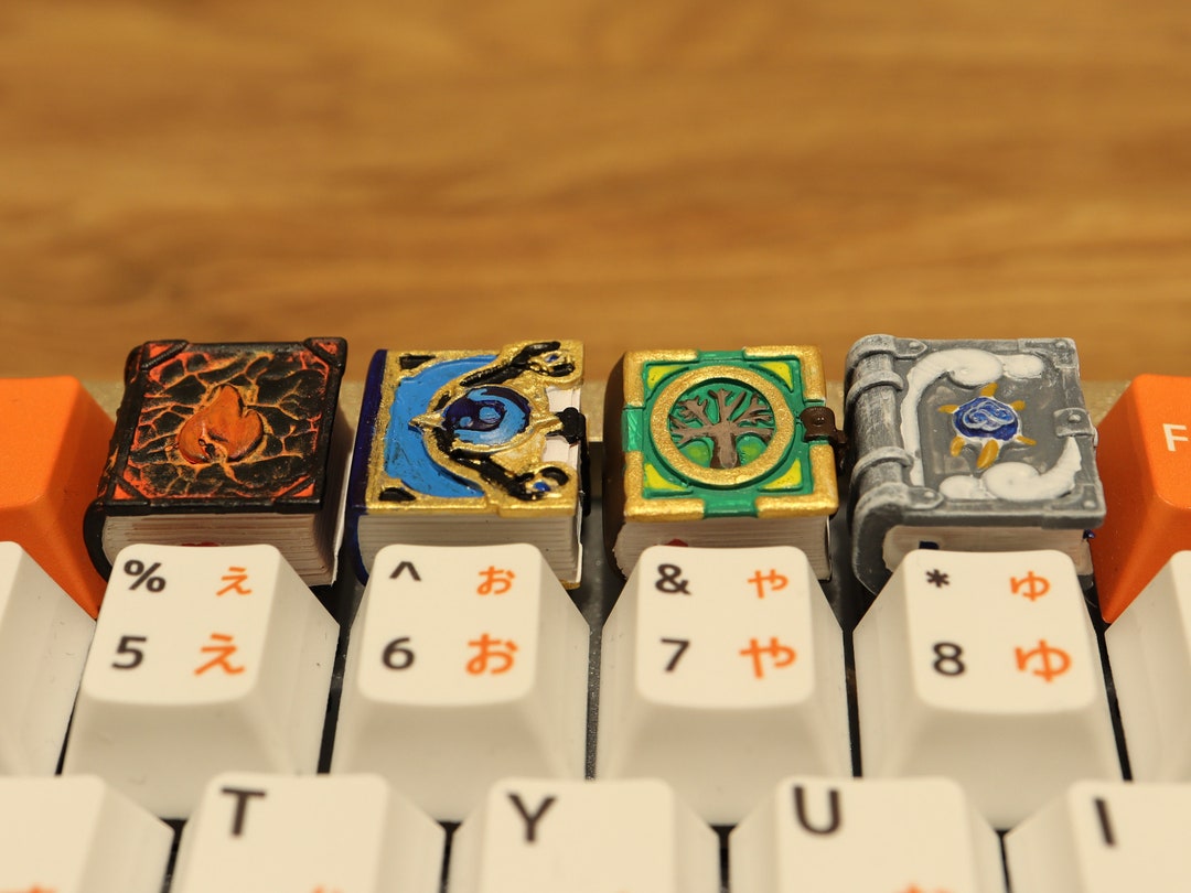 Elemental Spellbook Artisan Keycaps Fire Water Earth Air Etsy