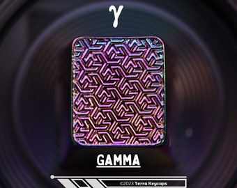 Geometry Gamma Metal Artisan Keycap - Finition arc-en-ciel anodisé irisé - Art du clavier - Accessoire de jeu