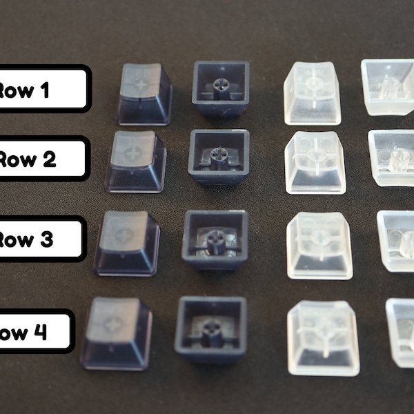 Capuchons de touches transparents transparents (rangées 1, 2, 3, 4) capuchon de clé ABS profil OEM pour clavier mécanique personnalisé voir à travers translucide