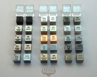 Metal Element Cubes 10mm Size 99.95% Purity Periodic Table Collection 1cm Cube