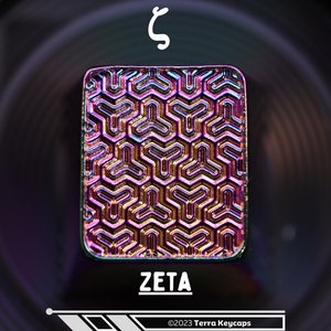 Geometry Zeta Metal Artisan Keycap - Iridescent Anodized Rainbow Finish - Distinctive Geometric Pattern - Mechanical Keyboard Accessory