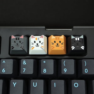 Cute Cat Metal Artisan Keycaps - Custom Mechanical Keyboard Cute Keycap Kitty Metal Cat