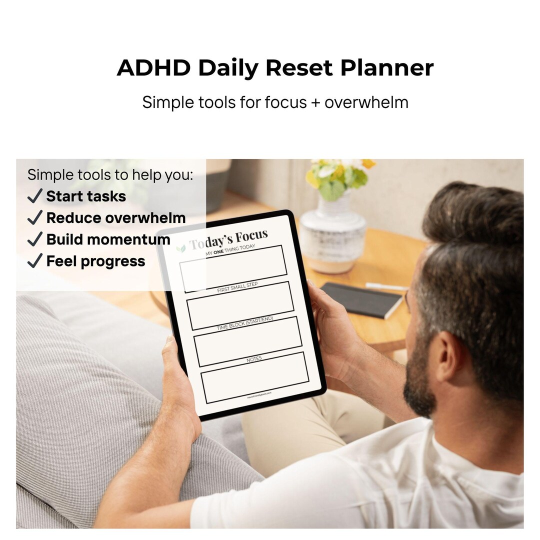 ADHD Daily Planner Printable | ADHD Reset Planner | Simple Focus ...