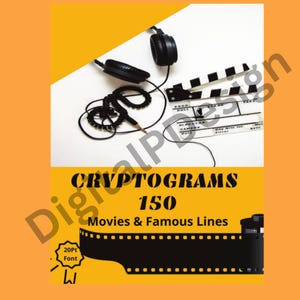 Large Print Cryptograms For Adults, Seniors, Fun Puzzles with Solutions| 150 Movies & Famous Lines| Solutions Included|20pt Font