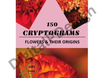 Grootletter puzzelboek met bloemcryptogrammen voor volwassenen, senioren (pdf-patroon)