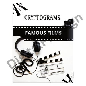 Large Print Cryptograms For Adults, Seniors, Fun Puzzles with Solutions| Famous Films| Solutions Included