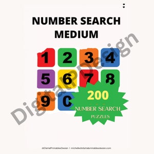 Number Search Cheat Sheet Printables | 200 Medium  Number Search Puzzles| Bonus Cheat Sheet with 100 EXTRA Digital Puzzles
