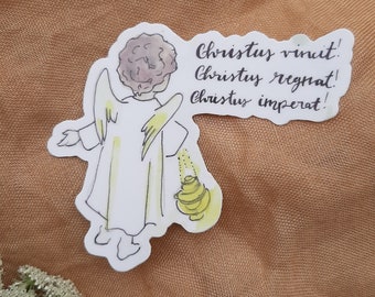 Christus Vincit Catholic Sticker for indoor & outdoor use,  waterbottle laptop, catholic sticker, Catholic gift