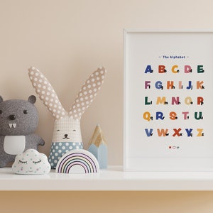 Alphabet Educational Poster - Digital Download, Printable ABC Chart for Kids Toddler Learning Nursery Decor, Montessori Classroom Wall Art