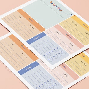 Dagelijkse babyvoeding spelen dutje routine grafiek afdrukbare peuter schema pasgeboren slaap tracker grafiek kwekerij decor oppas oppas zorg JPEG, png