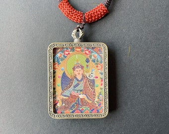 Padmasambhava Pendant Necklace Tibetan Thangka Buddha Amulet Talisman