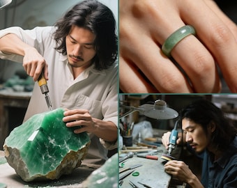 Authentic Green Jade Ring - Natural Burmese Jadeite Grade A