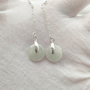 Authentic Donut Jade Drop Earrings Natural Burmese Jadeite Genuine Grade A