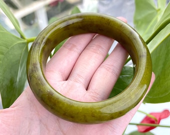 天然蛇紋翡翠バングル：本物グレードA、60.5mm - Etsy 日本