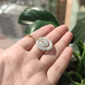 Double Donut Burmese Jadeite Pendant Necklace