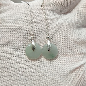 Authentic Donut Jade Drop Earrings Natural Burmese Jadeite Genuine Grade A