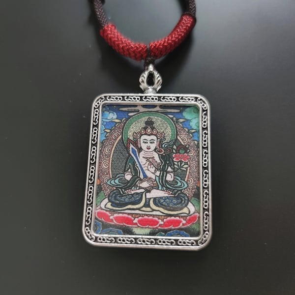 Void Tibetan Bodhisattva Pendant Necklace Tibetan Thangka Buddha Amulet Talisman