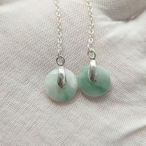 Authentic Donut Jade Drop Earrings Natural Burmese Jadeite Genuine Grade A