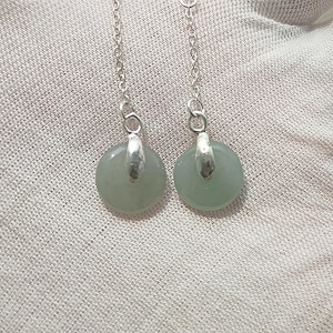 Authentic Donut Jade Drop Earrings Natural Burmese Jadeite Genuine Grade A