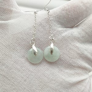 Authentic Donut Jade Drop Earrings Natural Burmese Jadeite Genuine Grade A
