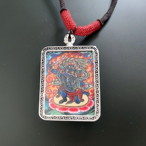 Fudo Myo Pendant Necklace Tibetan Thangka Buddha Amulet Talisman