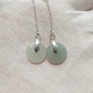 Authentic Donut Jade Drop Earrings Natural Burmese Jadeite Genuine Grade A