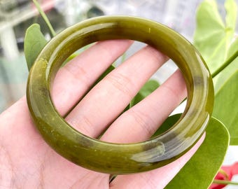 天然蛇紋翡翠バングル：本物グレードA、60.5mm - Etsy 日本