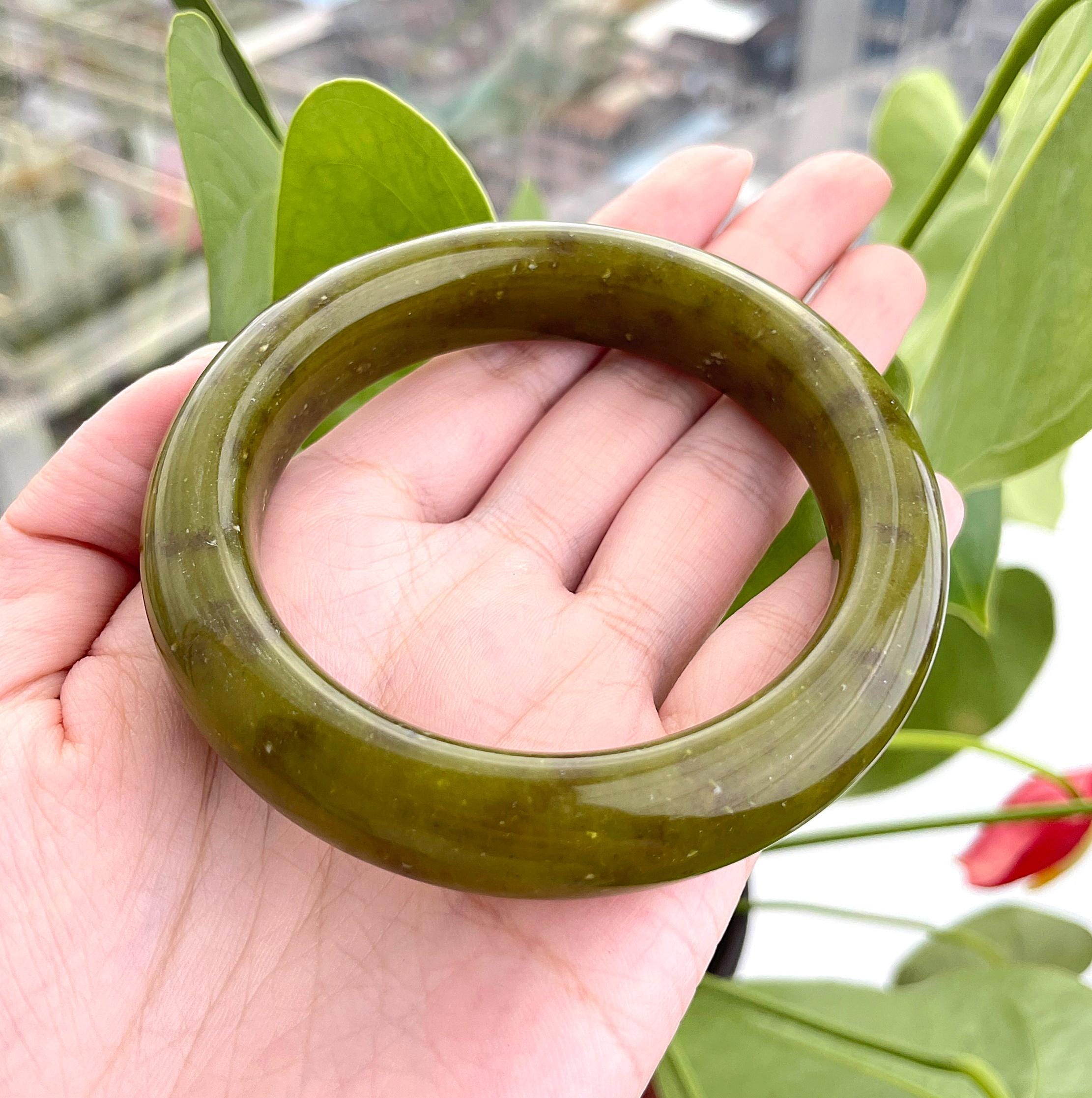 57mm 本物の緑翡翠バングル） - Etsy 日本