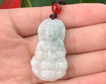 本物の観音菩薩翡翠ペンダントネックレス：グレードA翡翠 - Etsy 日本
