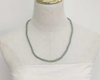 5.5mm Authentic Green Jade Beaded Necklace Natural Jadeite Gemstone Genuine Grade A