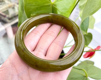 天然蛇紋翡翠バングル：本物グレードA、60.5mm - Etsy 日本