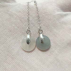 Authentic Donut Jade Drop Earrings Natural Burmese Jadeite Genuine Grade A