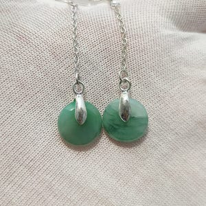 Authentic Donut Jade Drop Earrings Natural Burmese Jadeite Genuine Grade A