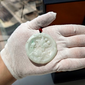 Landscape Jadeite Pendant Necklace: Natural Burmese Jade, Grade A