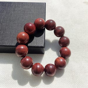 Wood Bracelet Authentic Large Wood Beaded Bracelet Natural Red Genuine Sandalwood for Men
