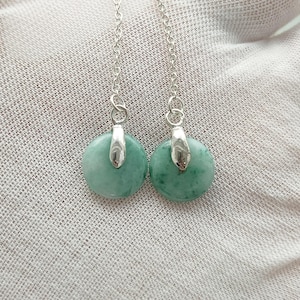 Authentic Donut Jade Drop Earrings Natural Burmese Jadeite Genuine Grade A