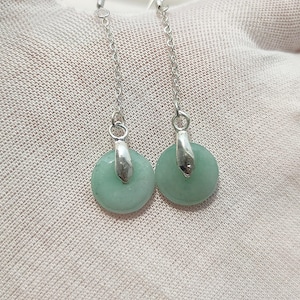 Authentic Donut Jade Drop Earrings Natural Burmese Jadeite Genuine Grade A