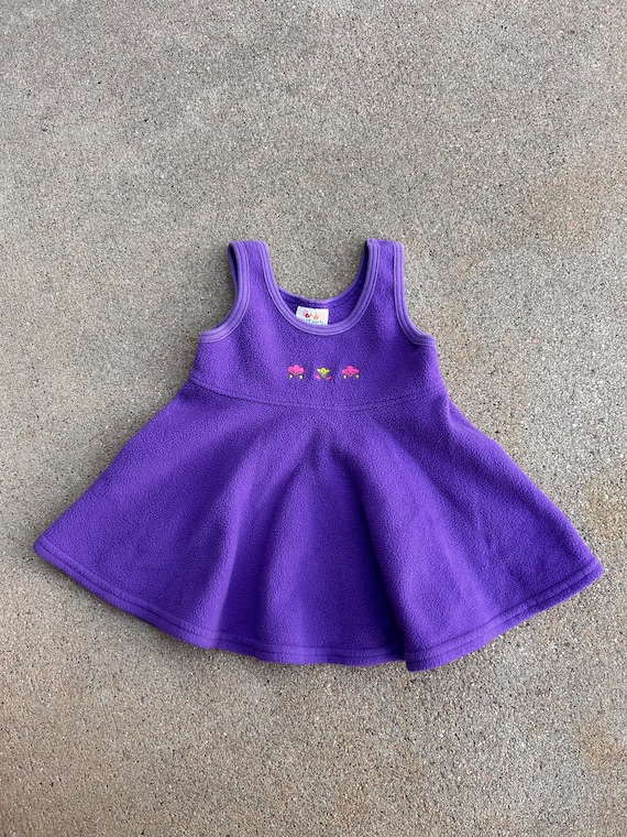 Vintage Purple Fleece Dress- size 9-12 mo