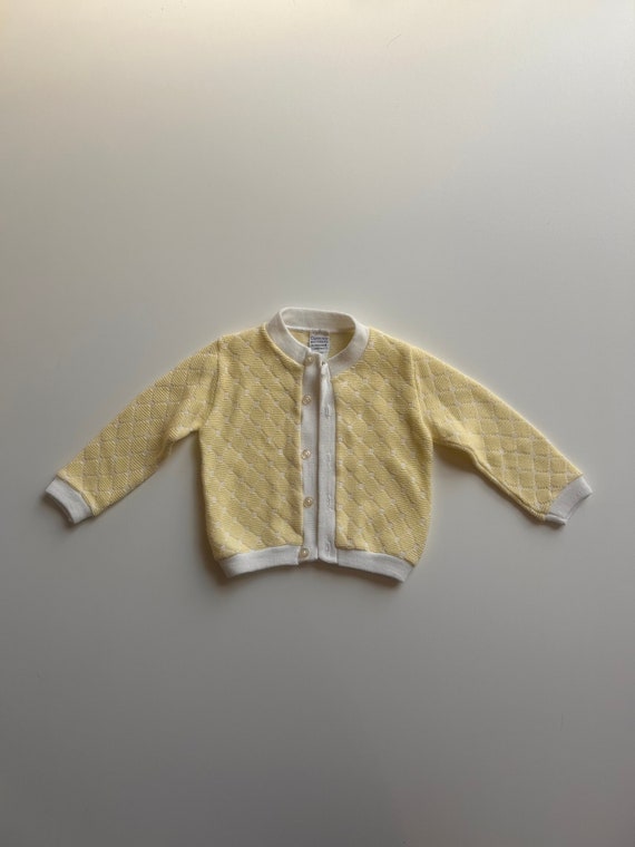 9-12 mo- Acrylic Yellow Vintage Baby Cardigan- Vin