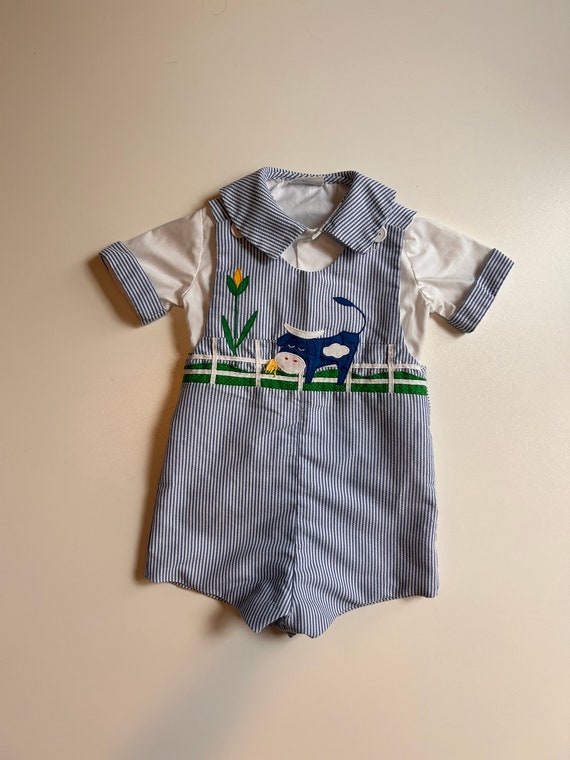 2T/3T- Striped Farm Cow Outfit 2pc Set- Vintage To