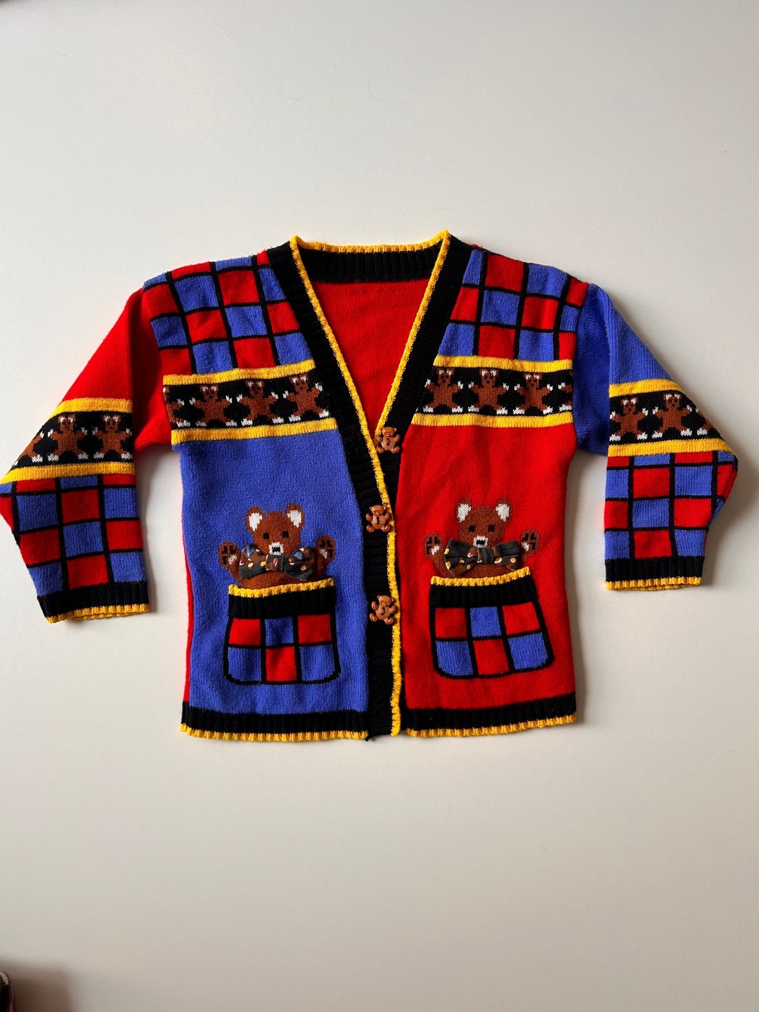 4T 5 Vintage Teddy Bear Sweater Vintage Kids Swester Size 4-5 - Etsy